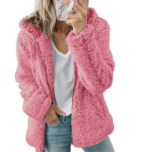 Damen-Mantel, Teddy, Fleece, mit Taschen, und Reißverschluss 1