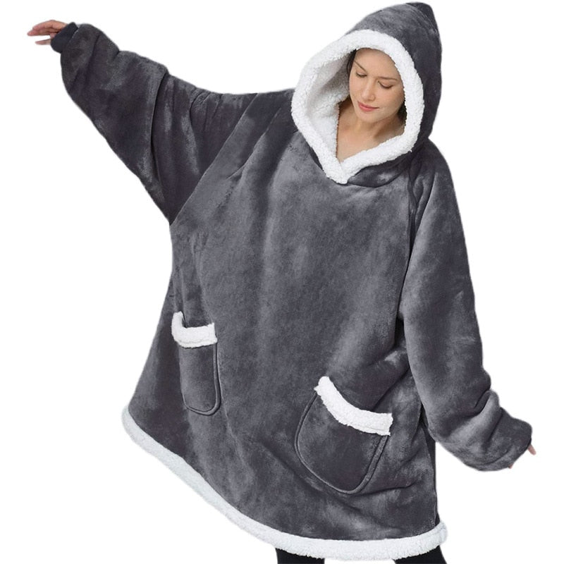 Variant image for Damen-Fleecedecke, mit Ärmeln, weiches Fleece-4