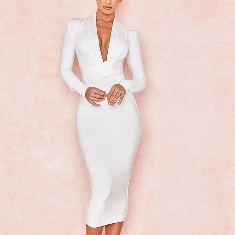 Variant image for Damen-Midikleid, V-Ausschnitt, Polyester, Spandex-12