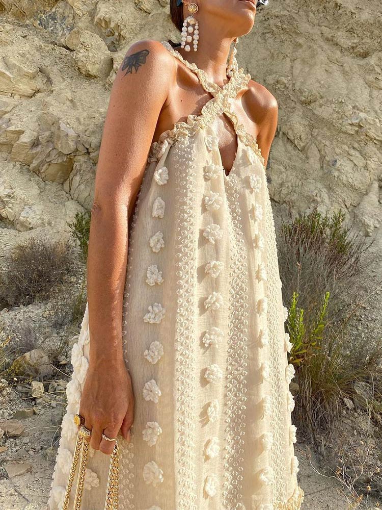 Maxikleid Damen Patchwork Design Lang Polyester 3