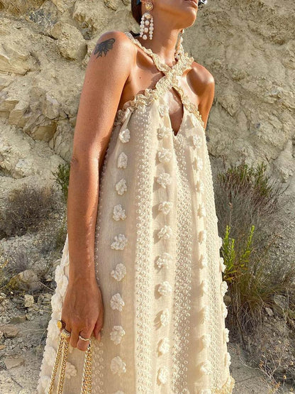 Maxikleid Damen Patchwork Design Lang Polyester 3