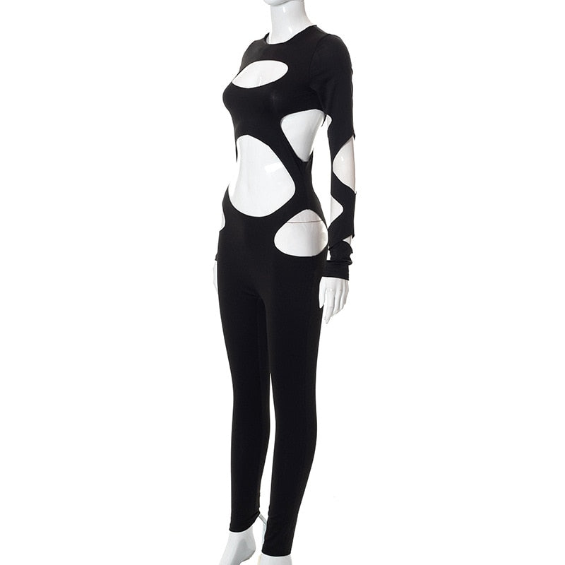 Damen-Jumpsuit, durchbrochenes Design, Polyester-5