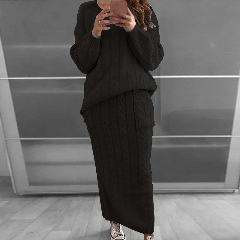 Damen-Loungewear-Set, Winter, Pullover und Rock, weiche Acrylmischung-3