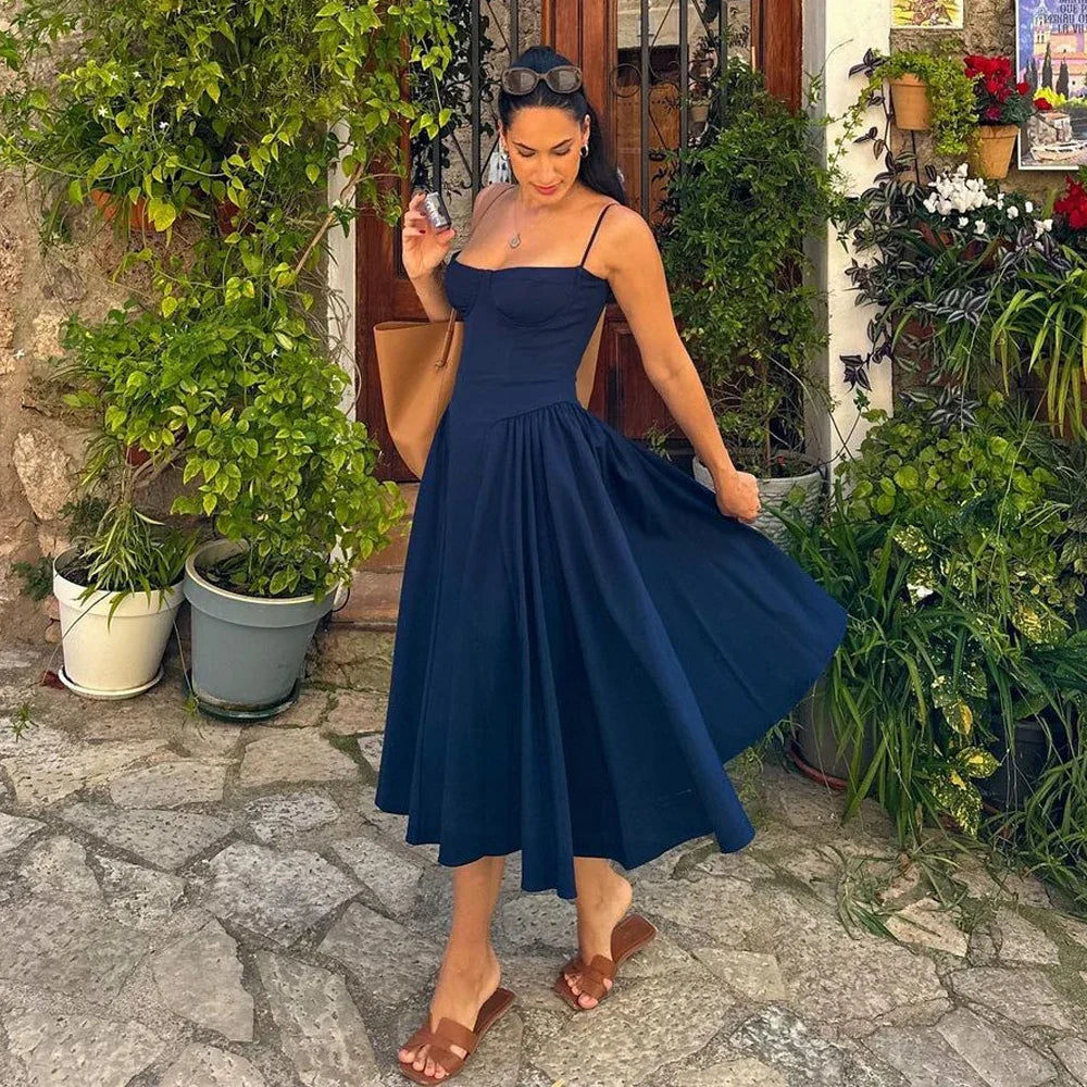 Damen-Midikleid, A-Linie, Polyester, mit Reißverschluss-5