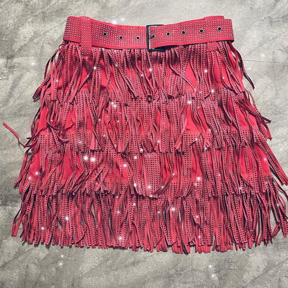 A-Linien-Minirock mit Strassdetails aus schwarzem Polyester für Frauen – Trendig und bequem 6