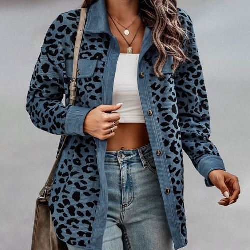 Damen-Mantel Übergroß Leopardenmuster Weiches Polyester-1