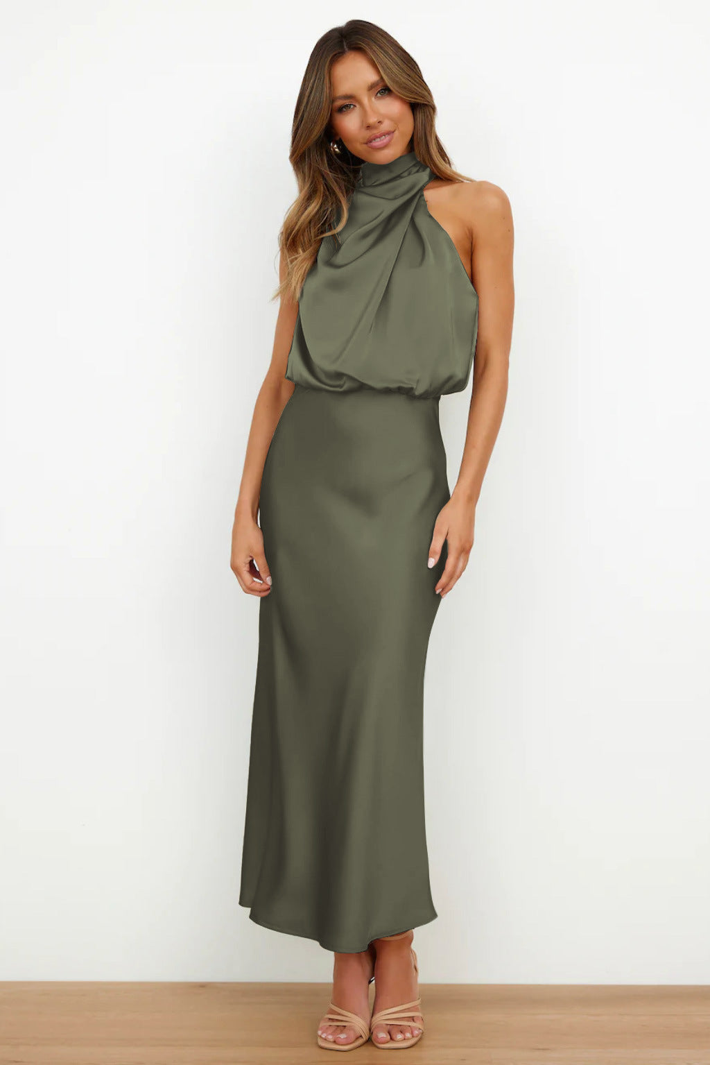 Damen-Satinkleid, eleganter Stil, schöne Damenkleider-4