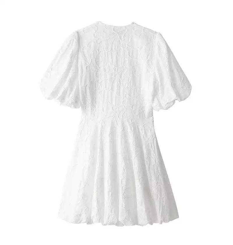 Damen-Minikleid, Puffärmel, leichter Stoff-5