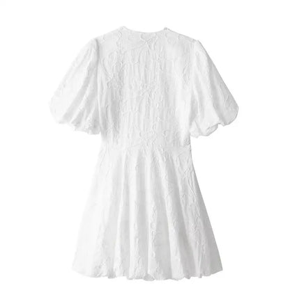 Damen-Minikleid, Puffärmel, leichter Stoff-5