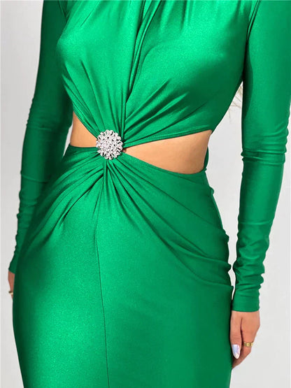 Damen-Kleid, lange Ärmel, gemustertes Polyester-3