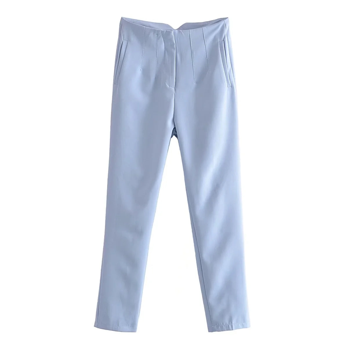 Damen-Hose, hohe Taille, gerade Reißverschlüsse, Baumwolle 5