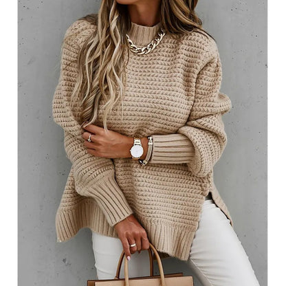 Damen-Oversized-Pullover, grob gestrickt, Polyester-1