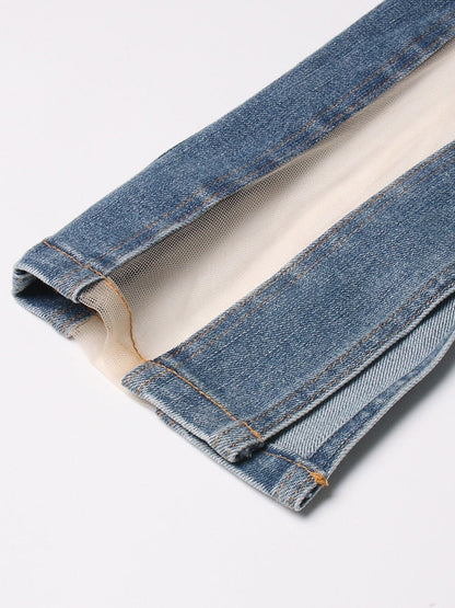 Damen-Jeans High Waist Lockerer Schnitt Baumwolle Denim-5