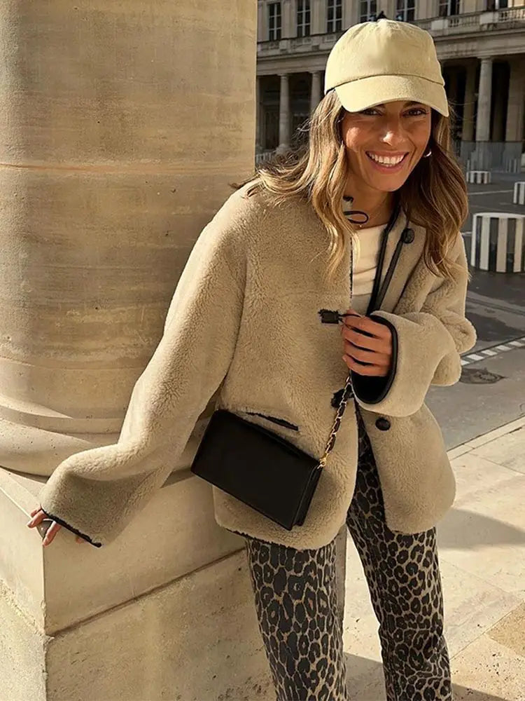 Damen-langer Mantel, weich, warmer Stoff, mit geräumigen Taschen-4