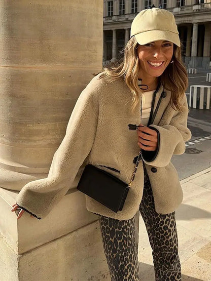 Damen-langer Mantel, weich, warmer Stoff, mit geräumigen Taschen-4