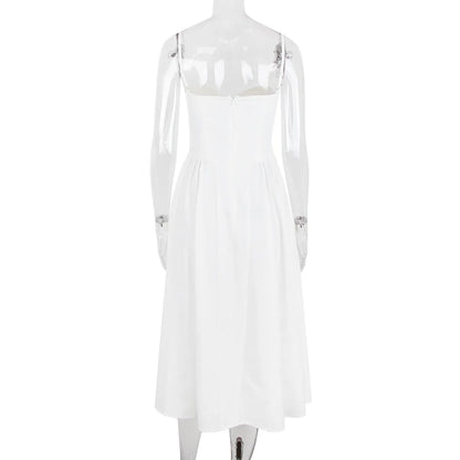 Damen-Midikleid, eckiger Ausschnitt, Polyester, Spandex-4