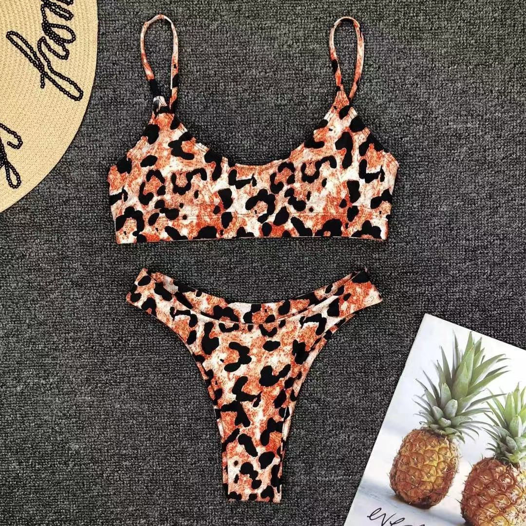 Damen Bikini-Set Rüschen Muster Nylon Elastan-4