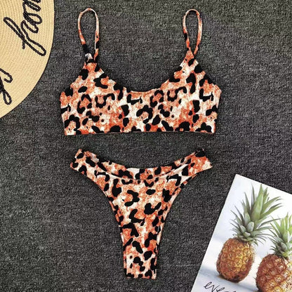 Damen Bikini-Set Rüschen Muster Nylon Elastan-4