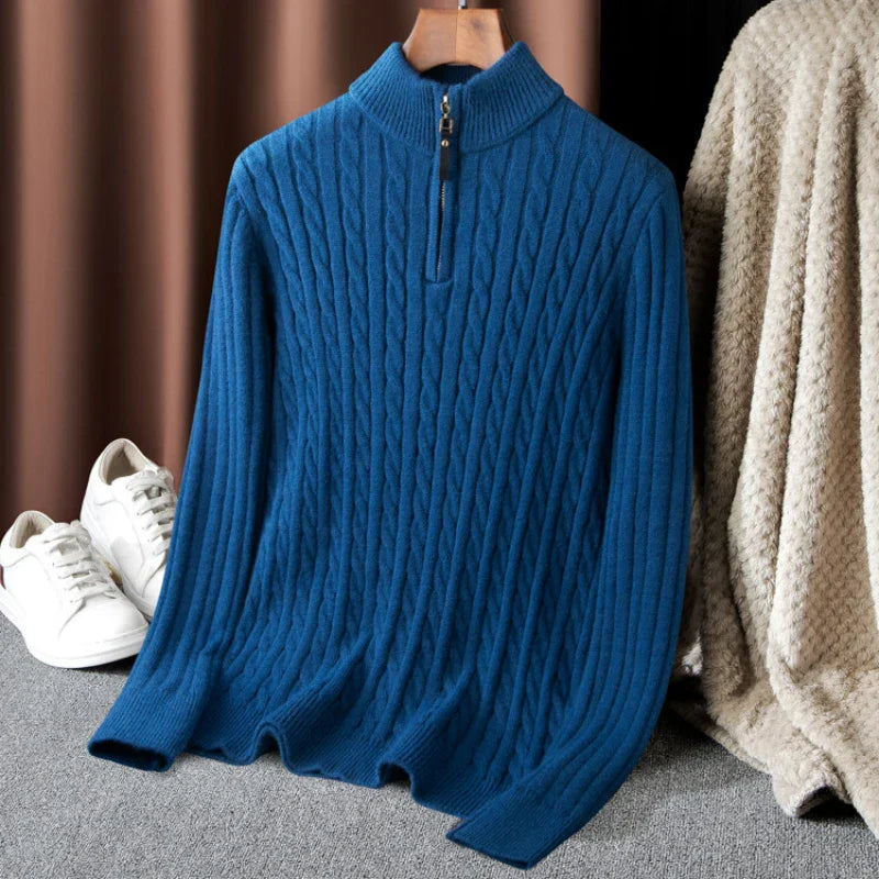 Herren-Rollkragenpullover, Pullover, Thermo, Zip, Polyester 5