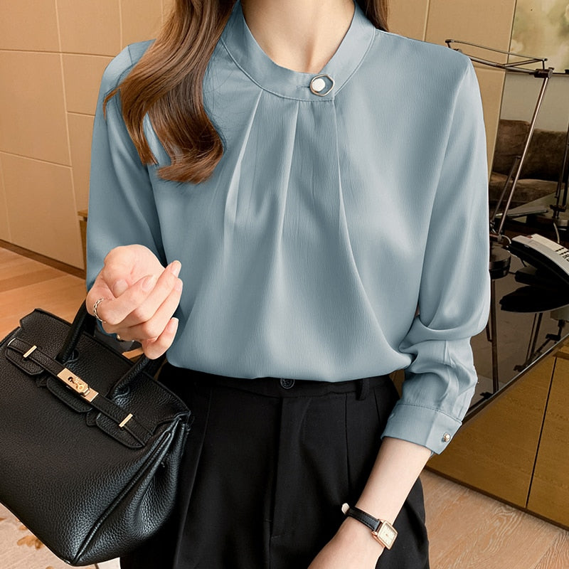 Damen Bluse Elegant Synthetikmaterial Lange Ärmel-1
