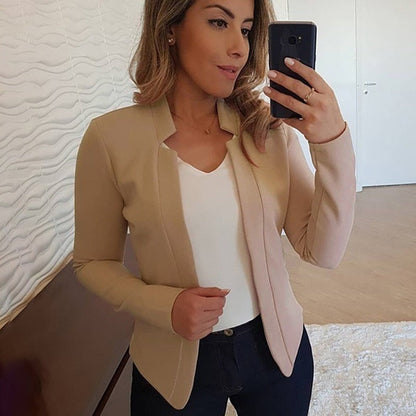 Damenblazer, langärmelig, offene Strickoptik, 100% Polyester-3