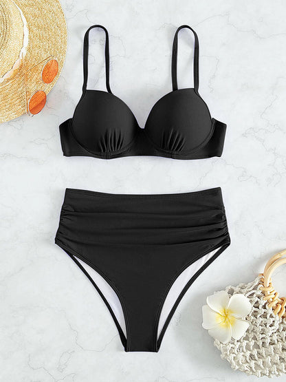 Damen-High-Waist-Bikini Retro Polyester-4