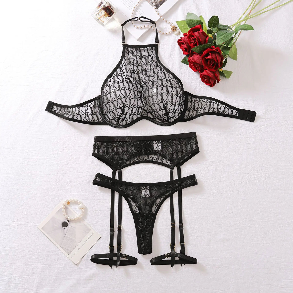 Damen-Unterwäsche-Set, minimalistisch, Polyester, schicke Unterwäsche, Body-1