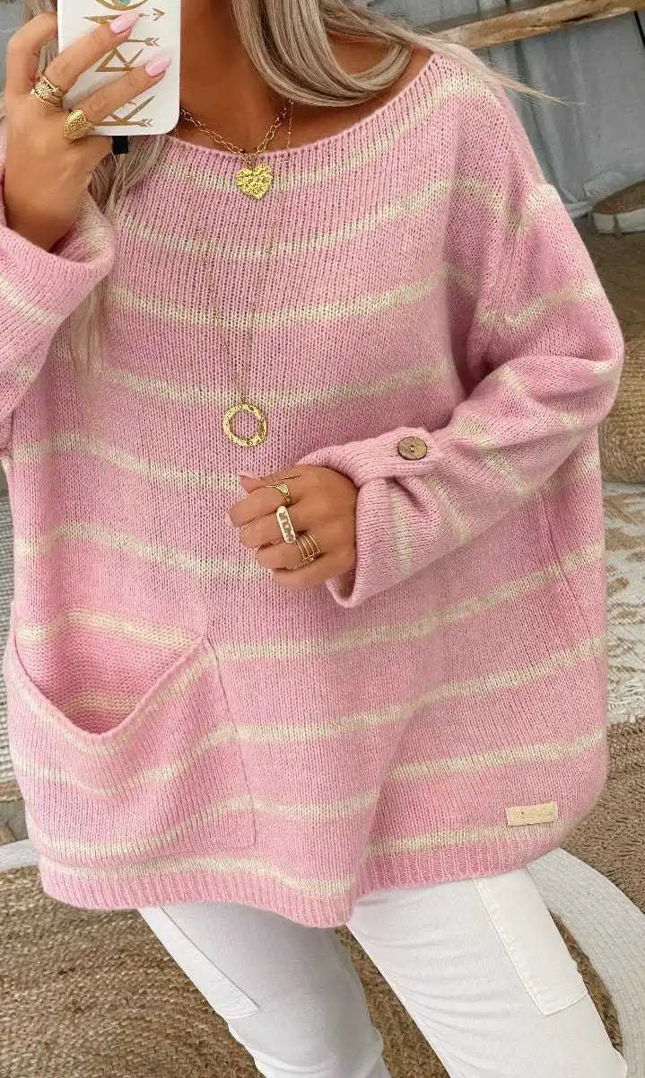Variant image for Damen-Pullover, gestreift, weiche Baumwollmischung-11