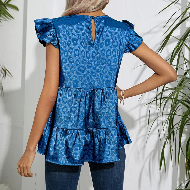 Damenbluse mit Tierdruck Rüschen Polyester-2