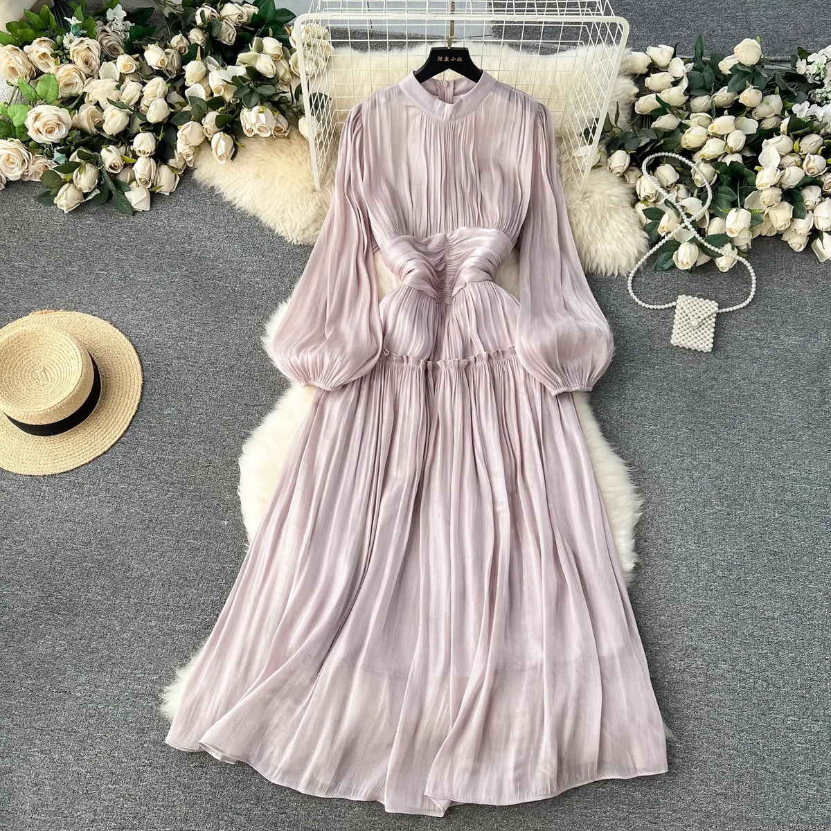 Maxikleid für Damen in A-Linie aus Polyester mit Reißverschluss für Party und Hochzeit – Elegantes langes Kleid für Frauen 1