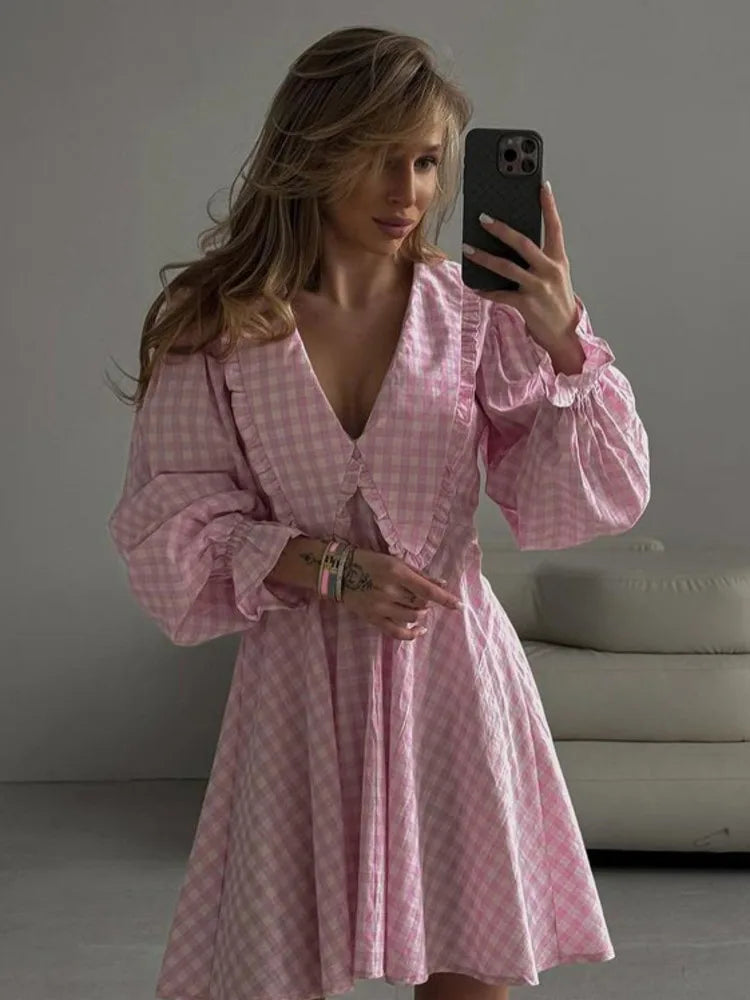 Damenkleid A-Linienförmig Puffärmel Polyester 3