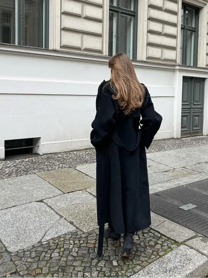 Damen Oversized Wolljacke Weiche Mischung Trendiger Knopfverschluss-4
