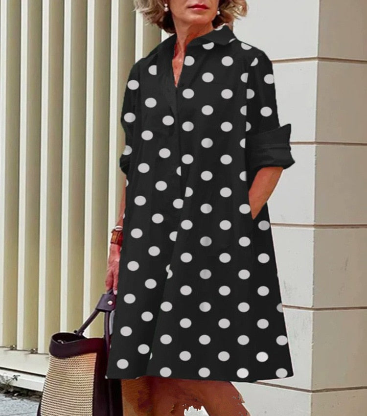 Variant image for Damen-Midi-Kleid, A-Linie, Polyester, mit Umlegbarer Kragen-26