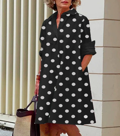 Variant image for Damen-Midi-Kleid, A-Linie, Polyester, mit Umlegbarer Kragen-26