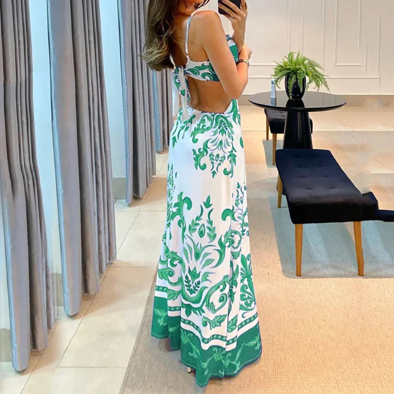 Damen-Sommerkleid, V-Ausschnitt, Spaghettiträger, leichtes Material-2