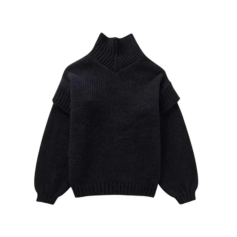 Damen-Strickpullover, oversized Rollkragen, hochwertiges Material-3