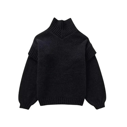 Damen-Strickpullover, oversized Rollkragen, hochwertiges Material-3