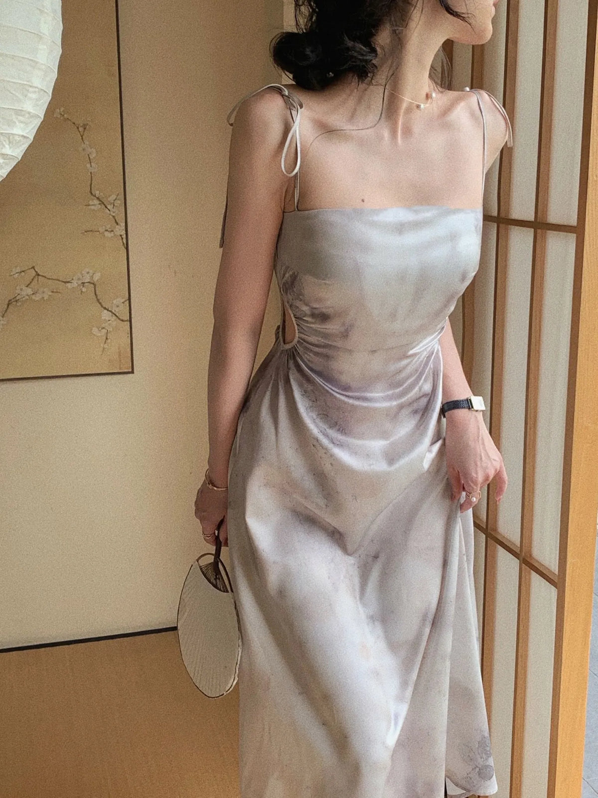 Maxikleid Damen Satin Elegant für Party und Hochzeit-5