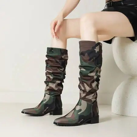 Damen Stiefeletten Viereckige Zehen PU-Material Gummisohle 8