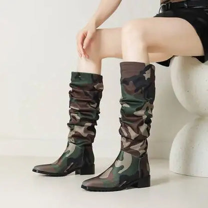 Damen Stiefeletten Viereckige Zehen PU-Material Gummisohle 8