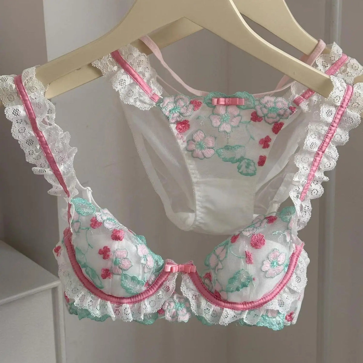 Damen BH Set Geblümte Muster Baumwolle Polyester-1