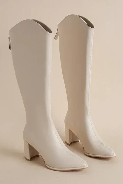 Damen-knielange Stiefel, trendig, Leder-Design, elegante Silhouette-2