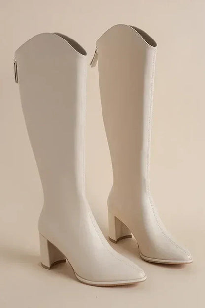 Damen-knielange Stiefel, trendig, Leder-Design, elegante Silhouette-2