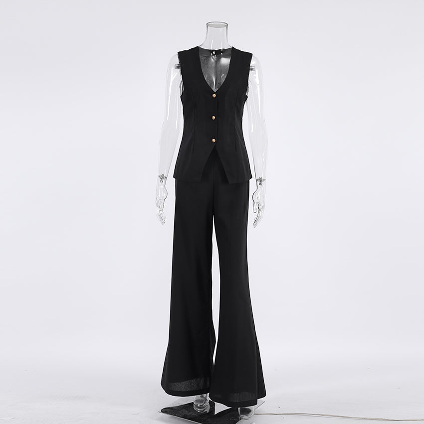Damen-Set: ärmelloses Top und weite Hose aus Baumwolle-1