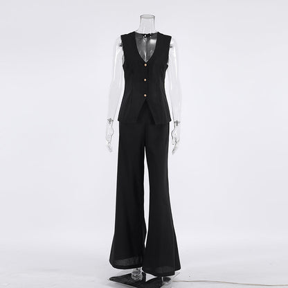 Variant image for Damen-Set: ärmelloses Top und weite Hose aus Baumwolle-1