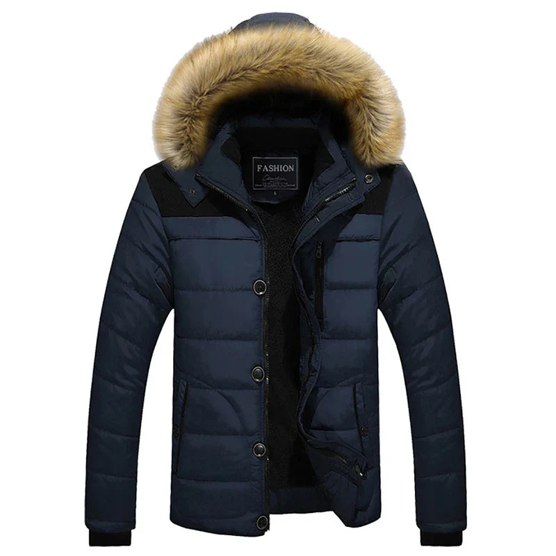 Herren Winterjacke abnehmbarer Kapuze Thermische Isolierung Synthetischer Pelz-1