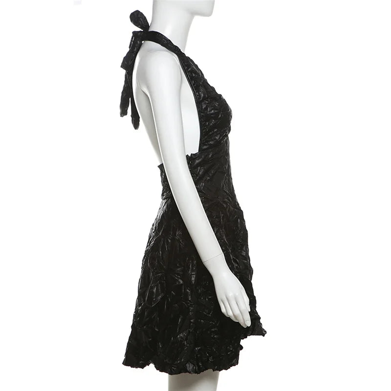 Mini-Kleid für Damen mit V-Ausschnitt – A-Linienform, Polyester, schmeichelhafte Falten, perfekt für Sommerfeste 6