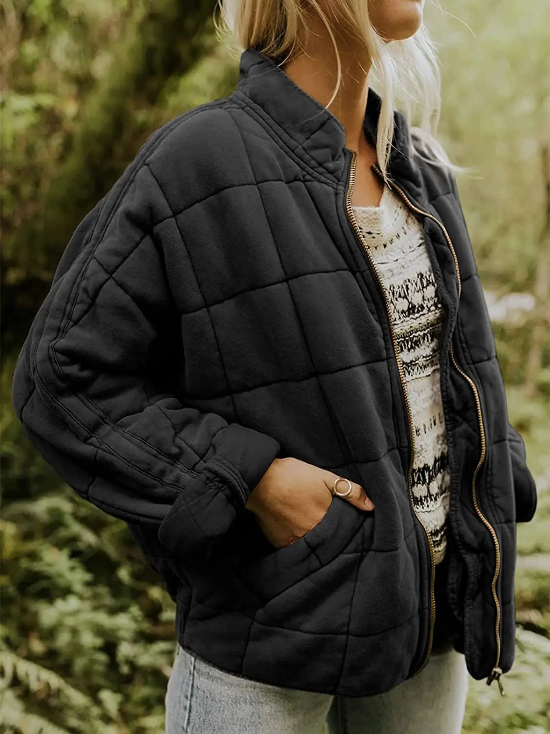 Damenjacke Schlicht Trendig Polyester für Damen-3