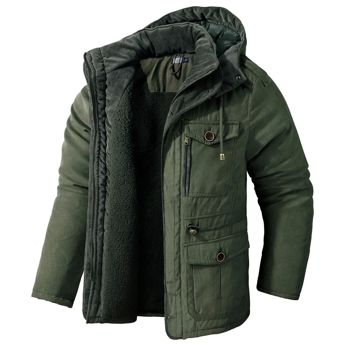 Damen Winterparka Militärstil Sherpa-Futter-2