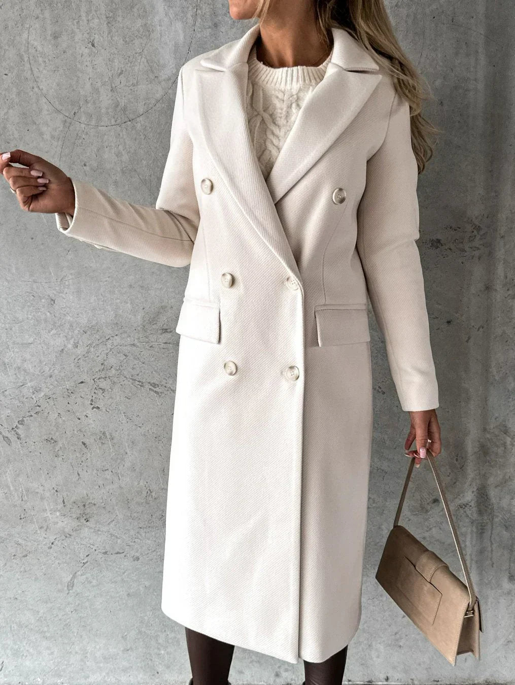 Variantenbild für Damen-Wollmantel Elegant mit Knopfverschluss aus 100 % Wolle-13